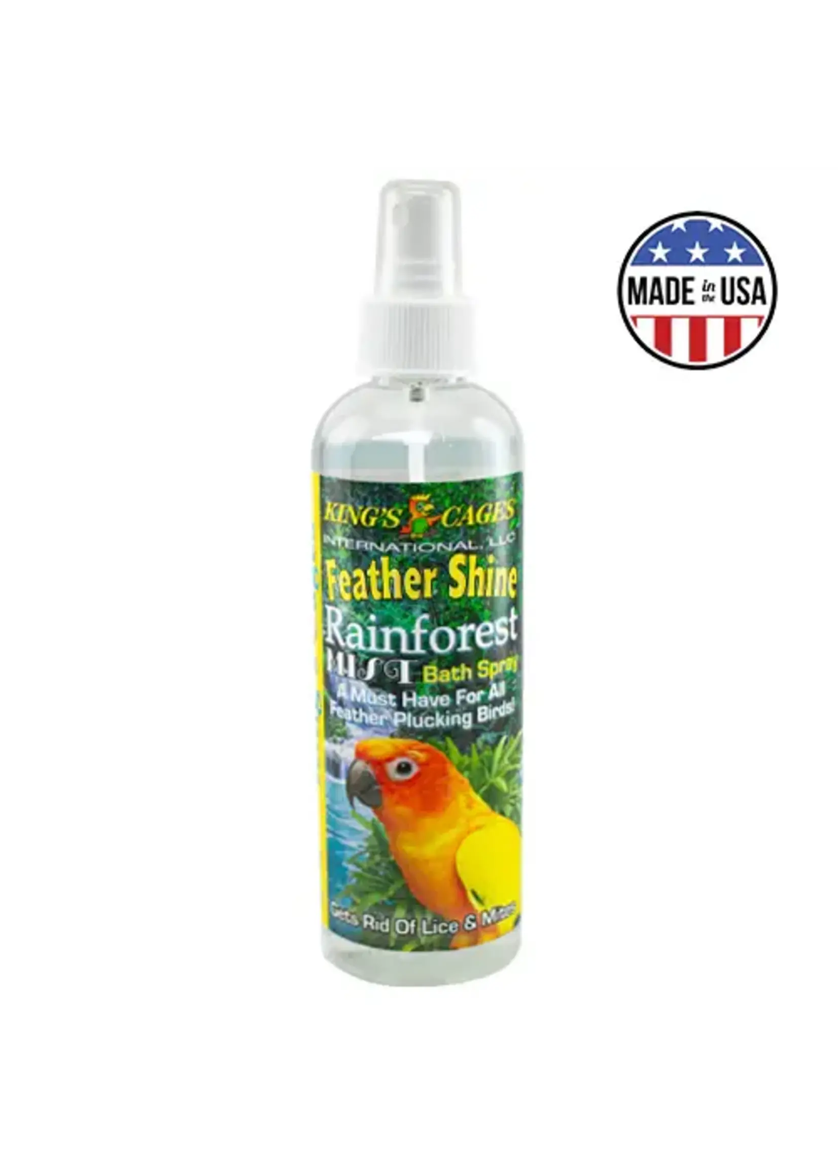 Kings Cages Kings Cages Rainforest Mist Feather Shine Bath Spray For All Birds KING-024 8oz