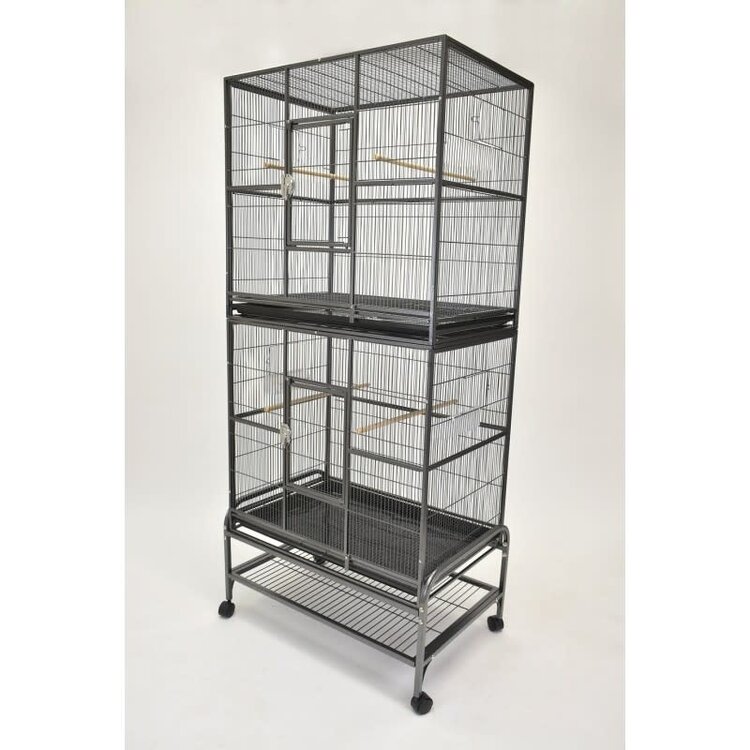 Glitter Pets GP Double Stacked Bird Cage (FL03)13221-2 BLACK