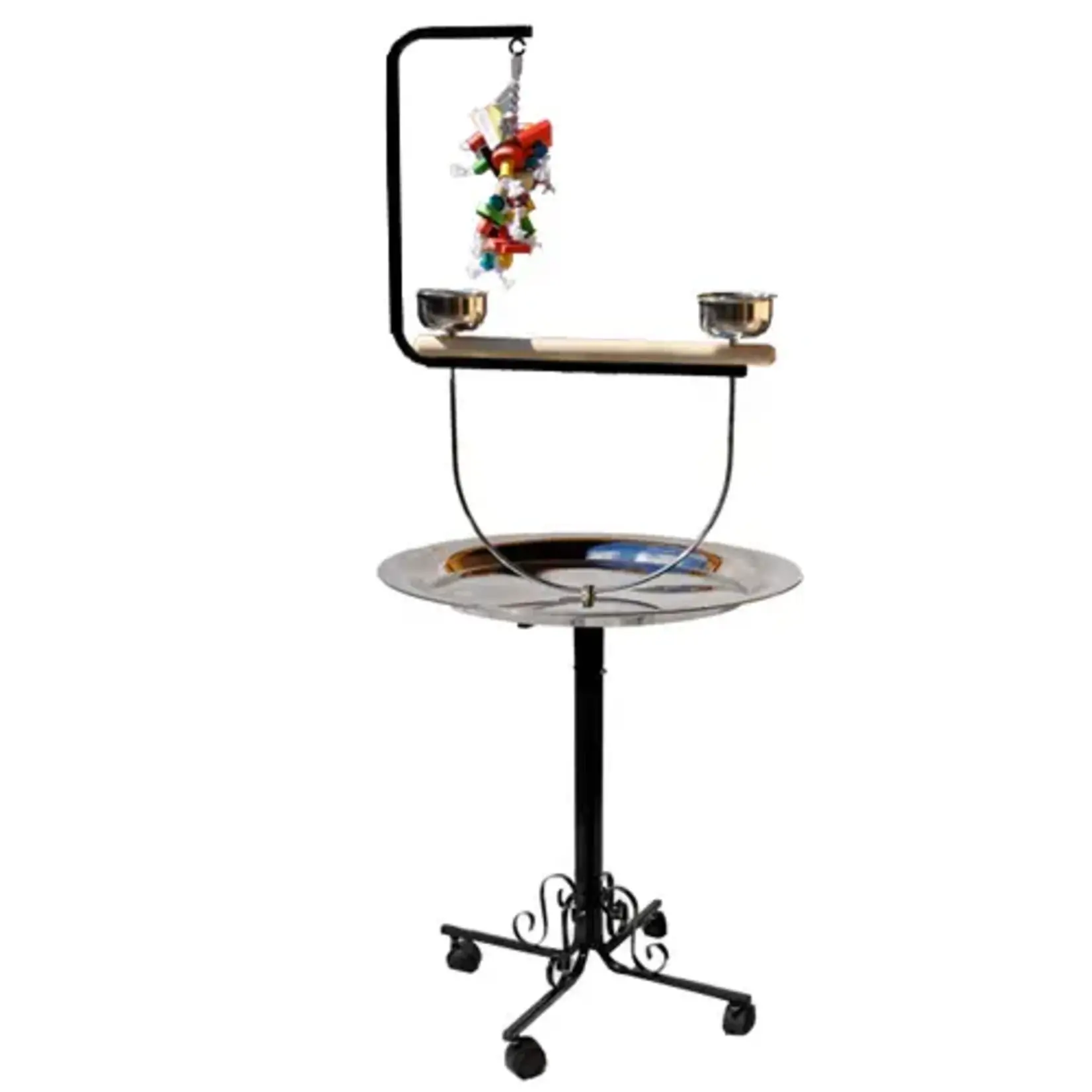 Kings Cages Kings Cages B-72T Metal Playstand Antique-Silver