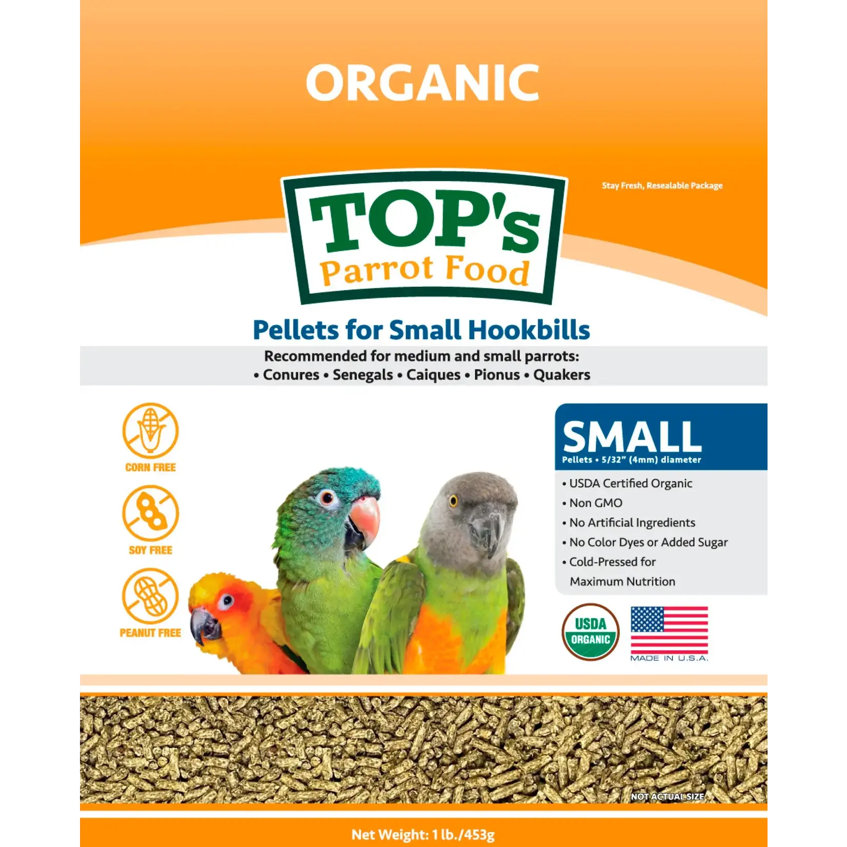 Totally Organics TOPS TOP's Small Parrot Pellets