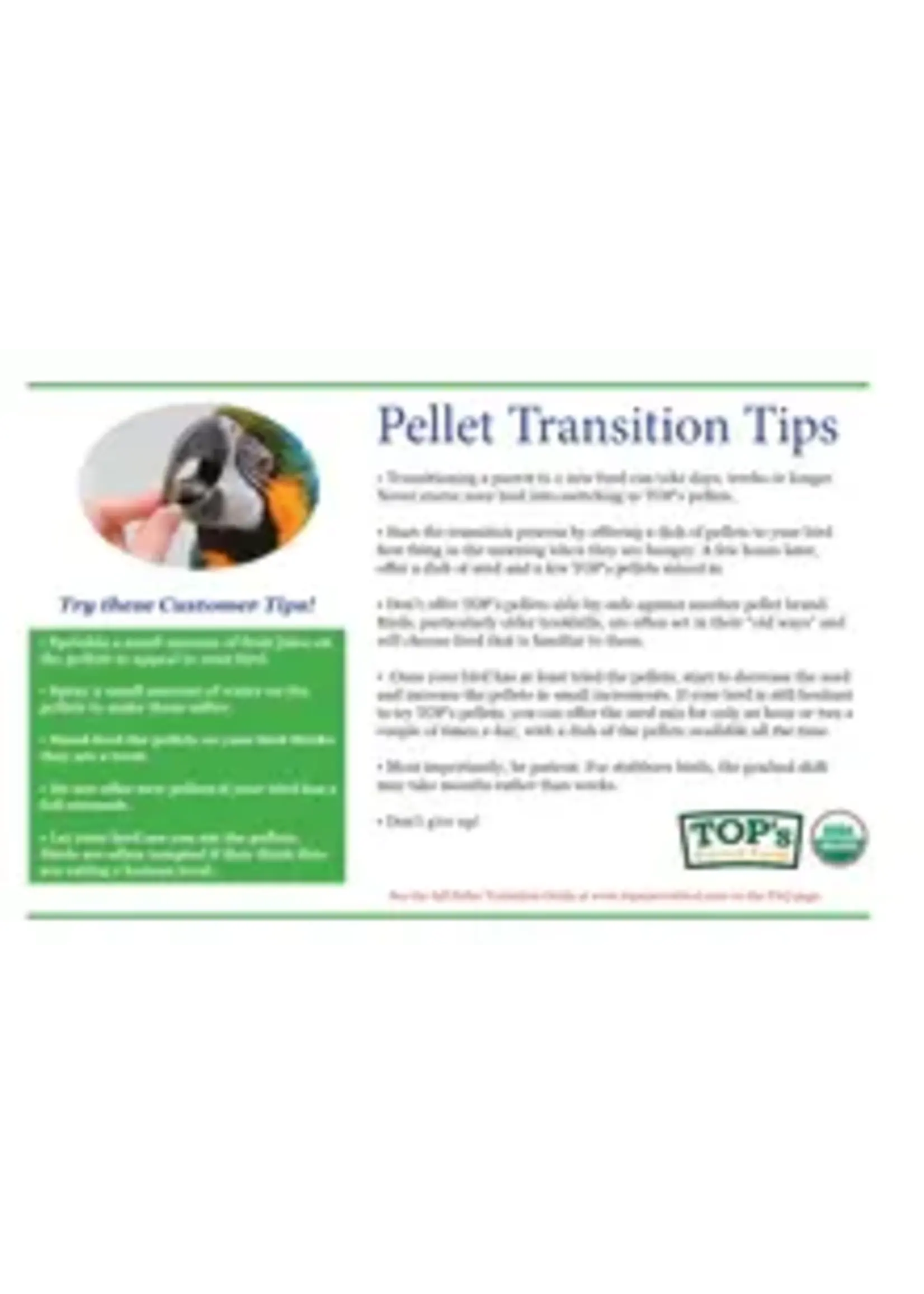 Totally Organics TOPS Top's Small Parrot Pellets 12OZ Clearance