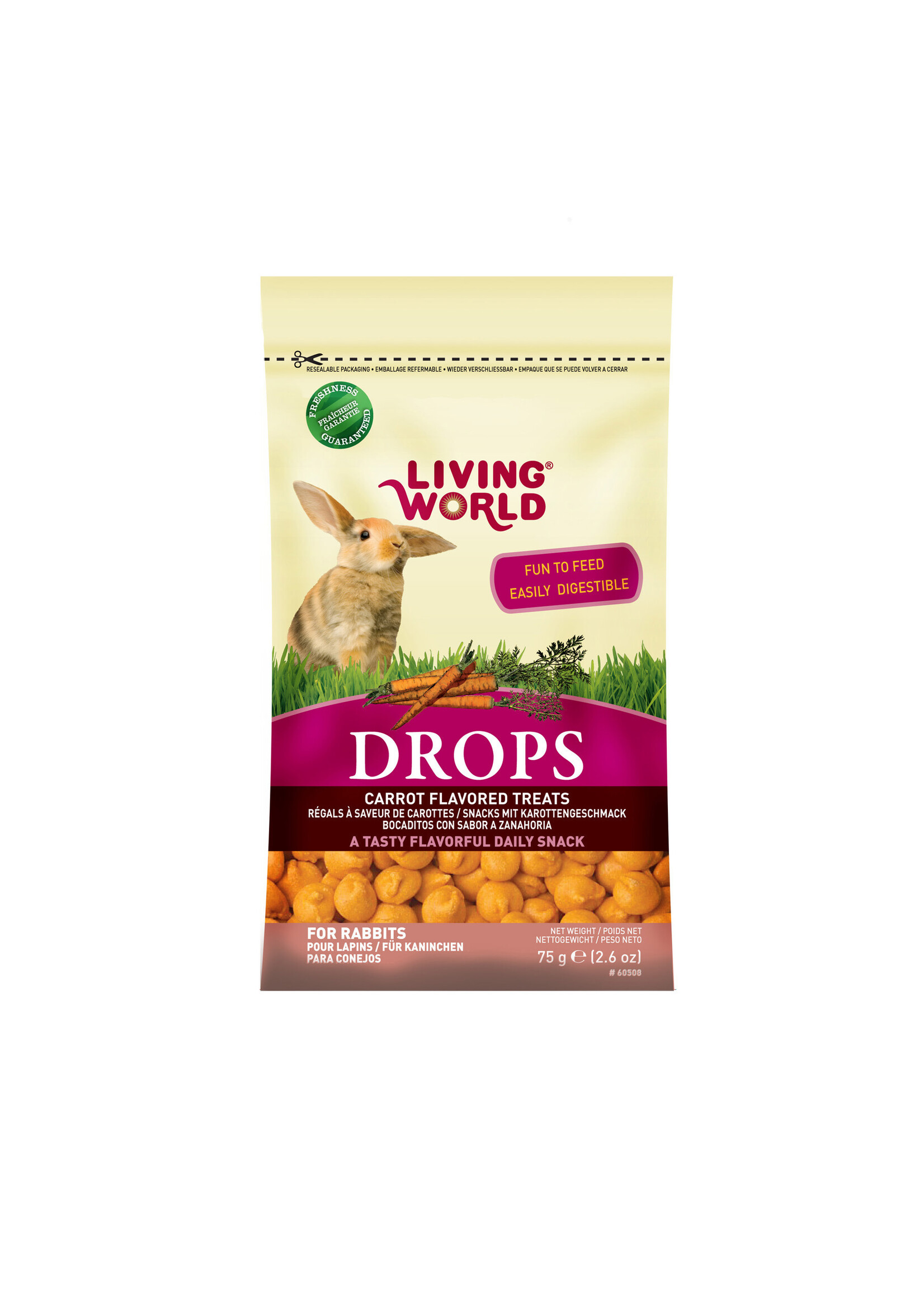 Hagen Living World Rabbit Drops - Carrot Flavour - 75 g (2.6 oz) 60508DU