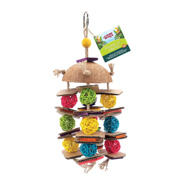 Living World Living World Tropical Trove Coconut with Wicker Balls Bird Toy - 39 x 14 x 14 cm (15.4 x 5.5 x 5.5 in)