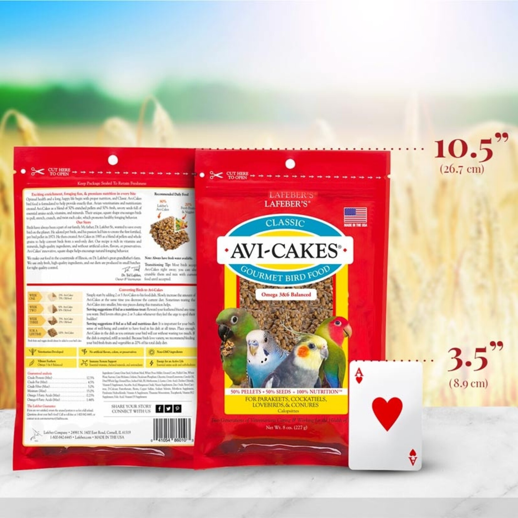Lafeber's Lafeber Avi-Cakes Classic for Parakeets, Cockatiels, Lovebirds & Conures (8oz)