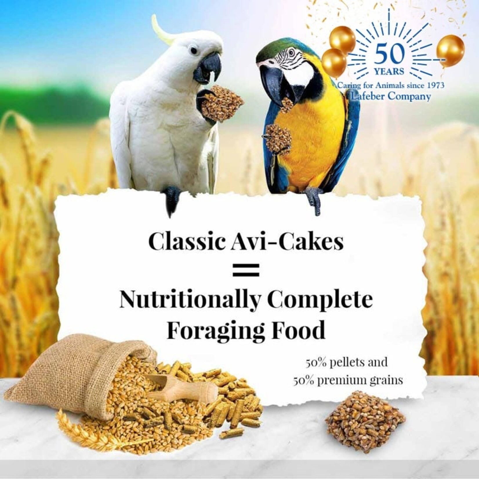Lafeber's Lafeber Avi-Cakes Classic for Macaws, Cockatoos (1lb)