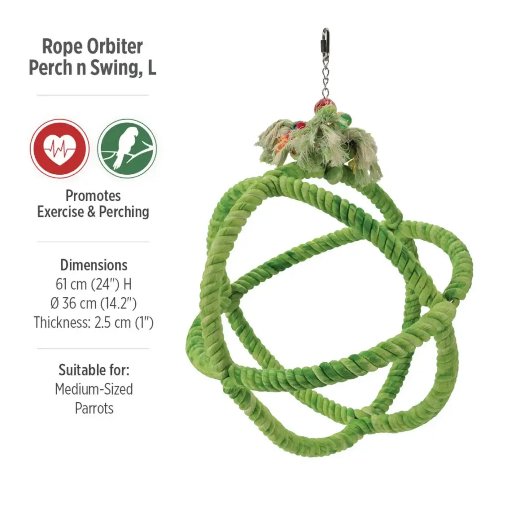 Hari Hagen HARI SMART.PLAY Enrichment Parrot Toy - Roper Orbiter Perch n Swing - Large