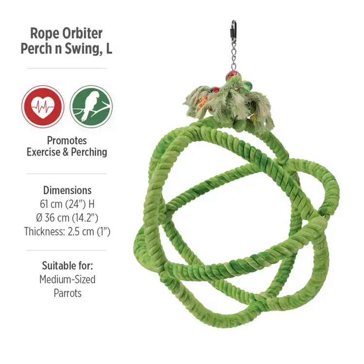Hari Smart Play HARI SMART.PLAY Enrichment Parrot Toy - Roper Orbiter Perch n Swing - Large