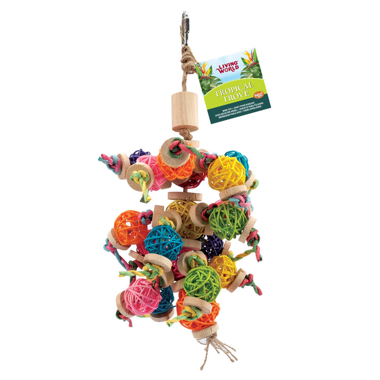 Living World Living World Tropical Trove Foraging Mobile with Wicker Balls  17.7 x 11 x 11 in
