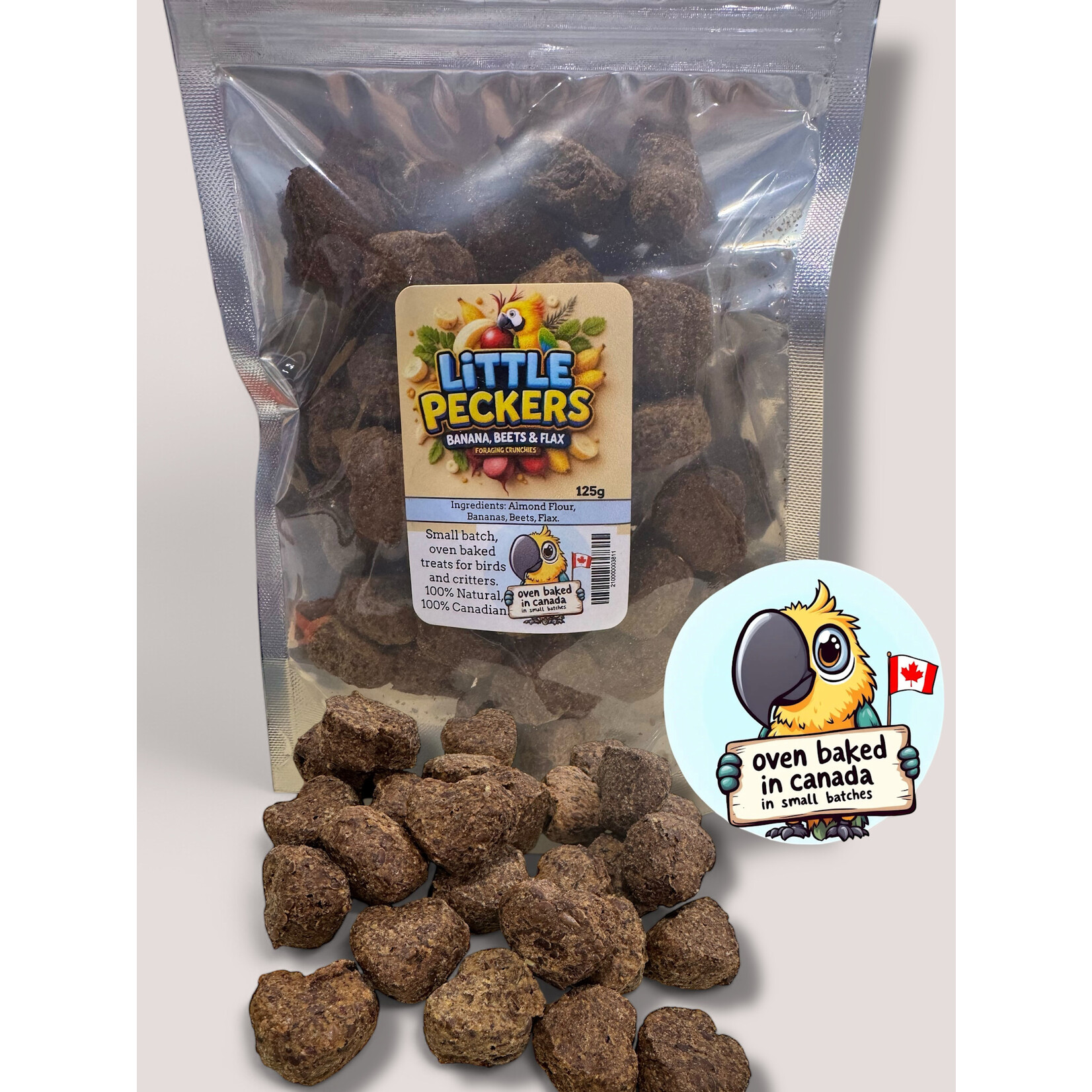 Little Peckers Little Peckers Oven Baked Banana Beet Flax Foraging Crunchies 125g