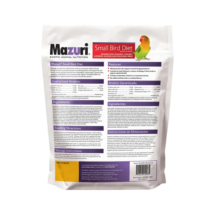 Mazuri Mazuri Small Bird Diet 2.5lb