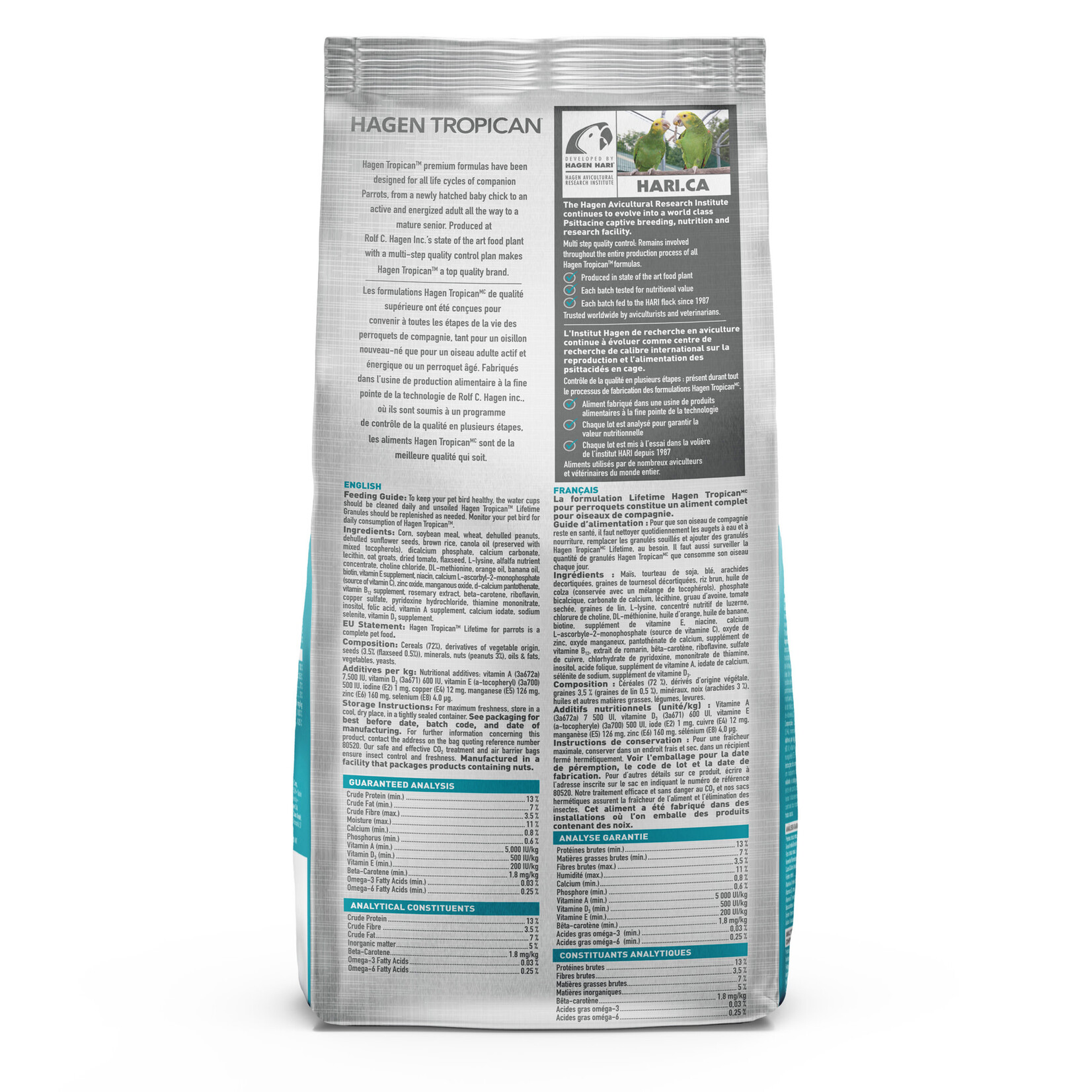 Tropican Tropican Lifetime Maint.Cockatiel 820 gram, 2mm-V 80520