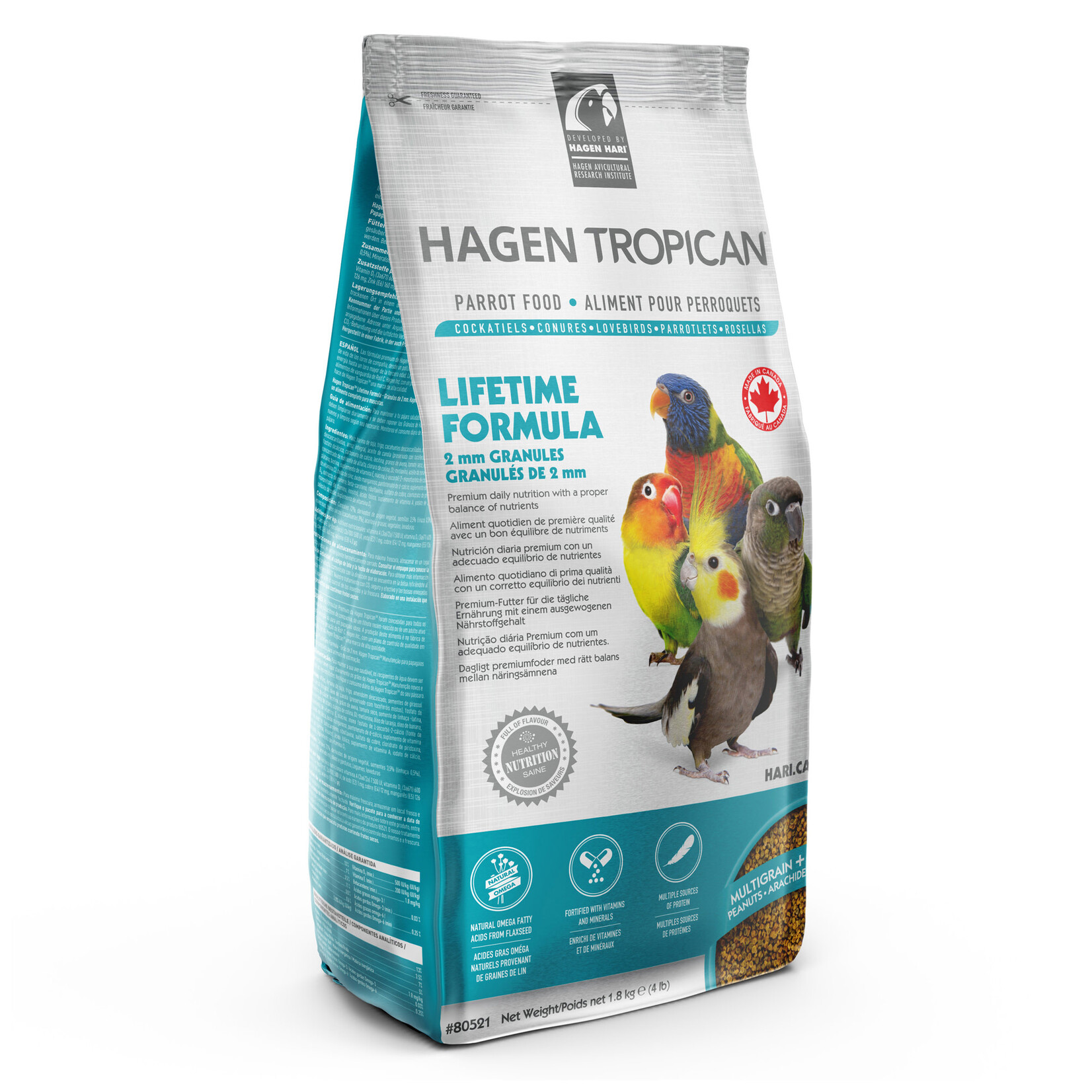 Hari Tropican Lifetime Granules for Cockatiels,  2mm 4 lbs 80521