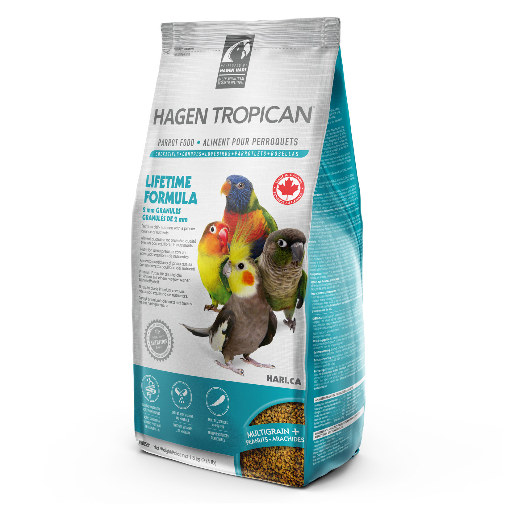 Hari Tropican Lifetime Granules for Cockatiels,  2mm 4 lbs 80521