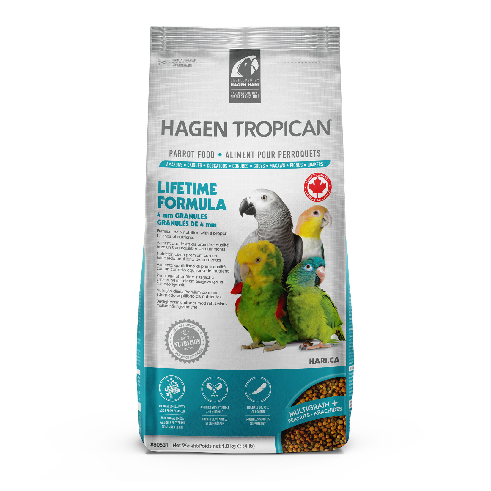 Hari Tropican Lifetime Granules for Parrots,  4mm 4 lbs 80531