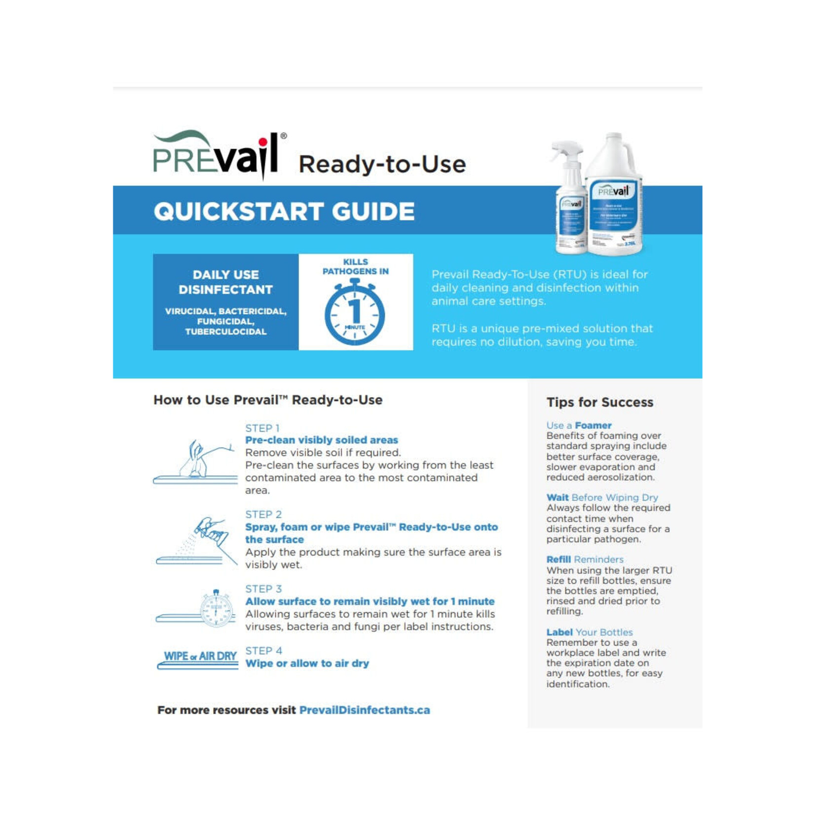 Prevail™ Vet Grade Avian Disinfectant Ready to Use (3.78L)