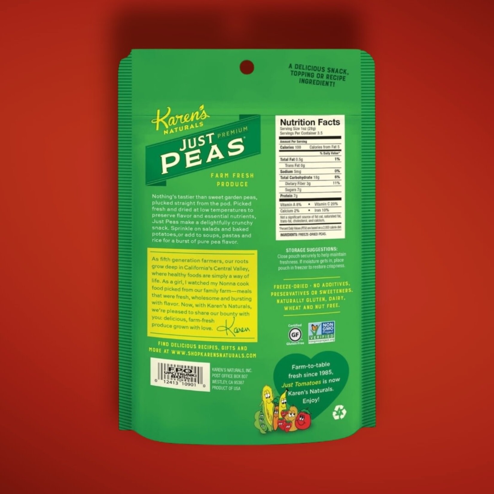 Karen's Naturals Karen's  Naturals Just Peas 3.5 oz