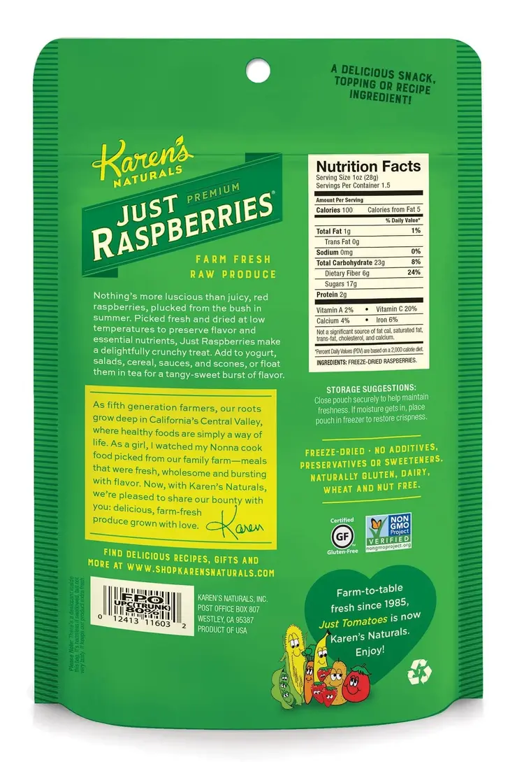 Karen's Naturals Karen's Naturals Just Raspberries 1.5oz