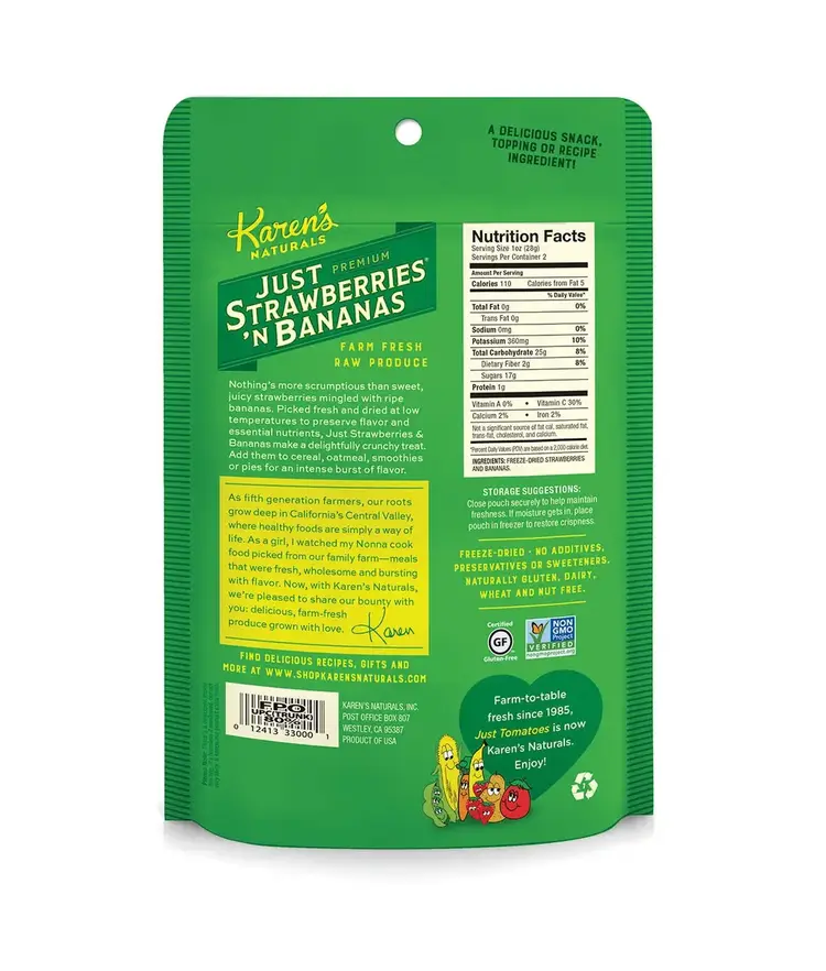 Karen's Naturals Karen's Naturals Just Strawberries N Bananas 1/2 oz Snack Bag