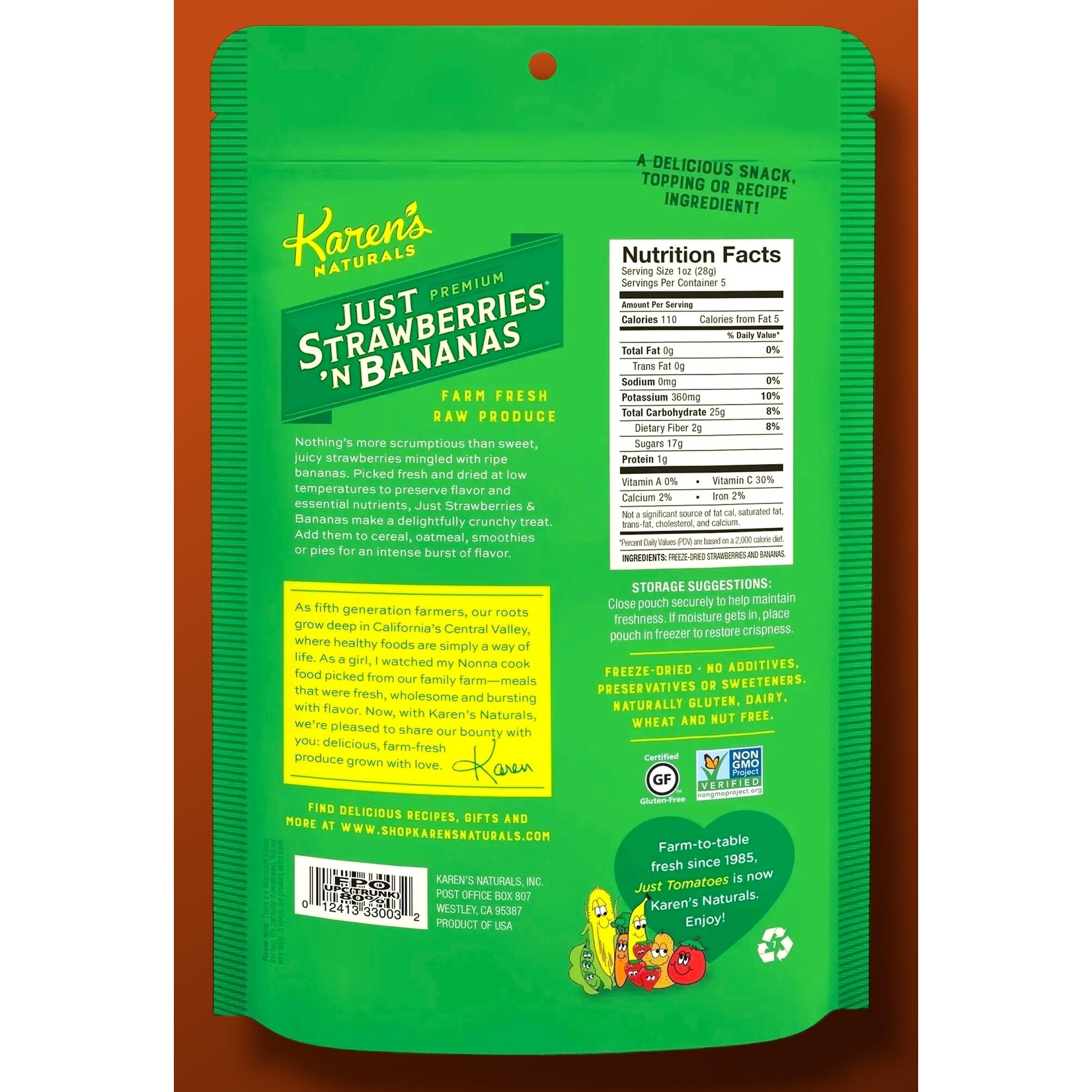 Karen's Naturals Karen's Naturals Just Strawberries N Bananas 1/2 oz Snack Bag