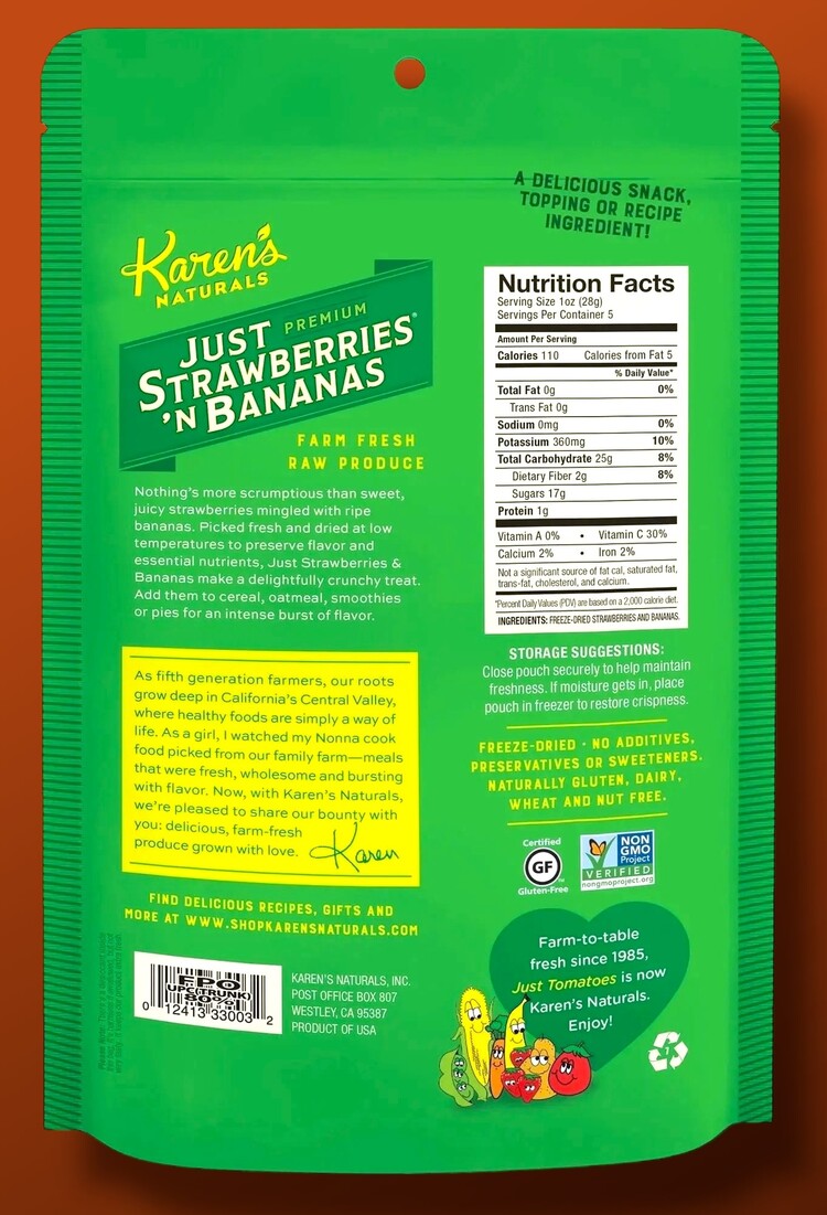 Karen's Naturals Karen's Naturals Just Strawberries N Bananas 1/2 oz Snack Bag