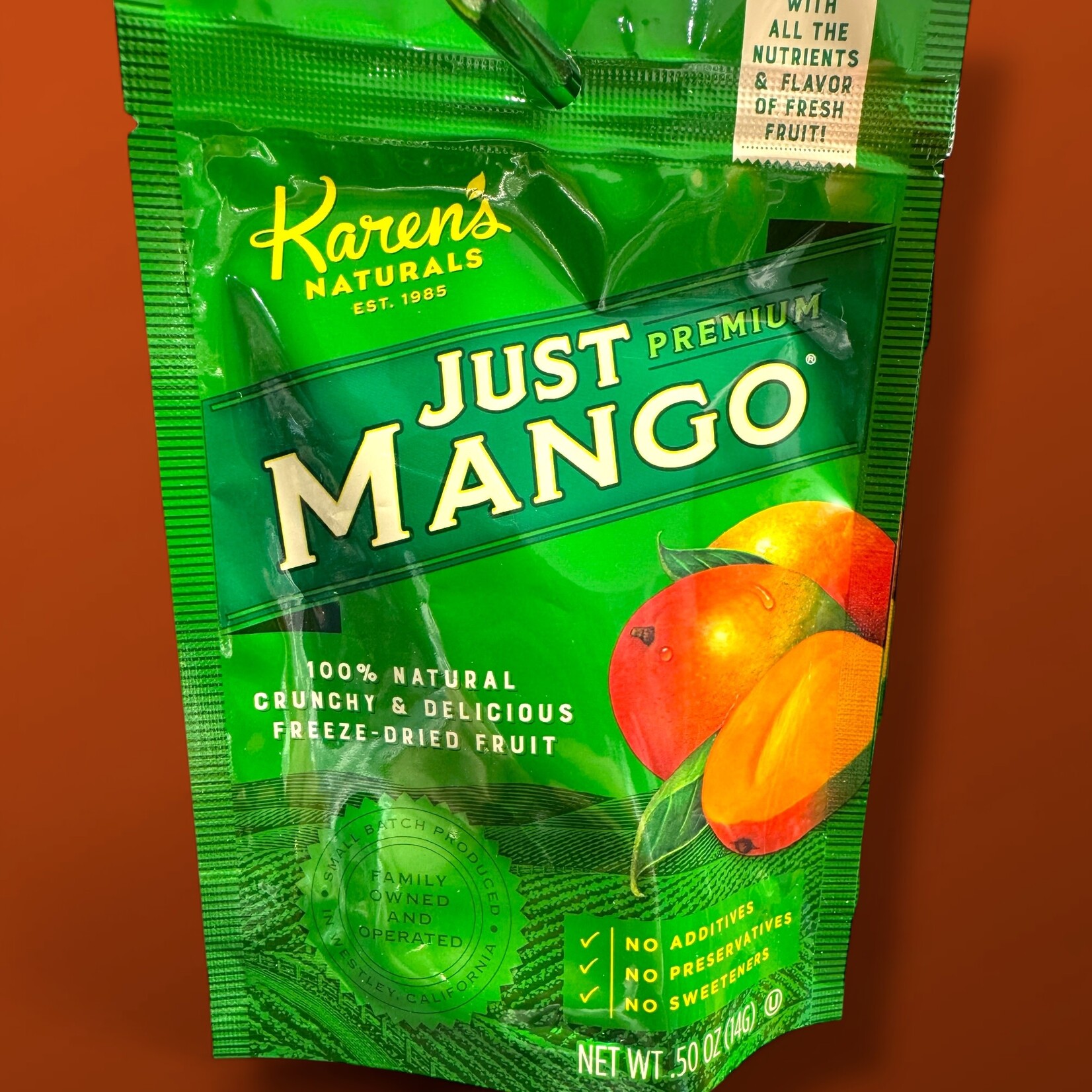 Karen's Naturals Karen's Naturals Just Mango 1/2 oz Snack Bag