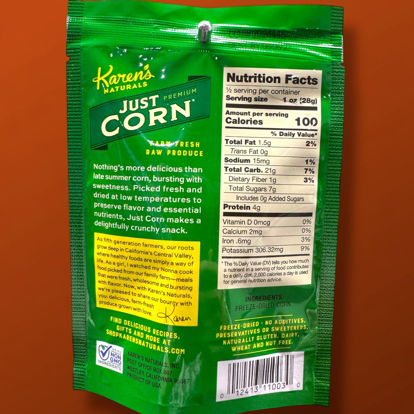 Karen's Naturals Karen's Naturals Just Corn 3/4 oz Snack Bag