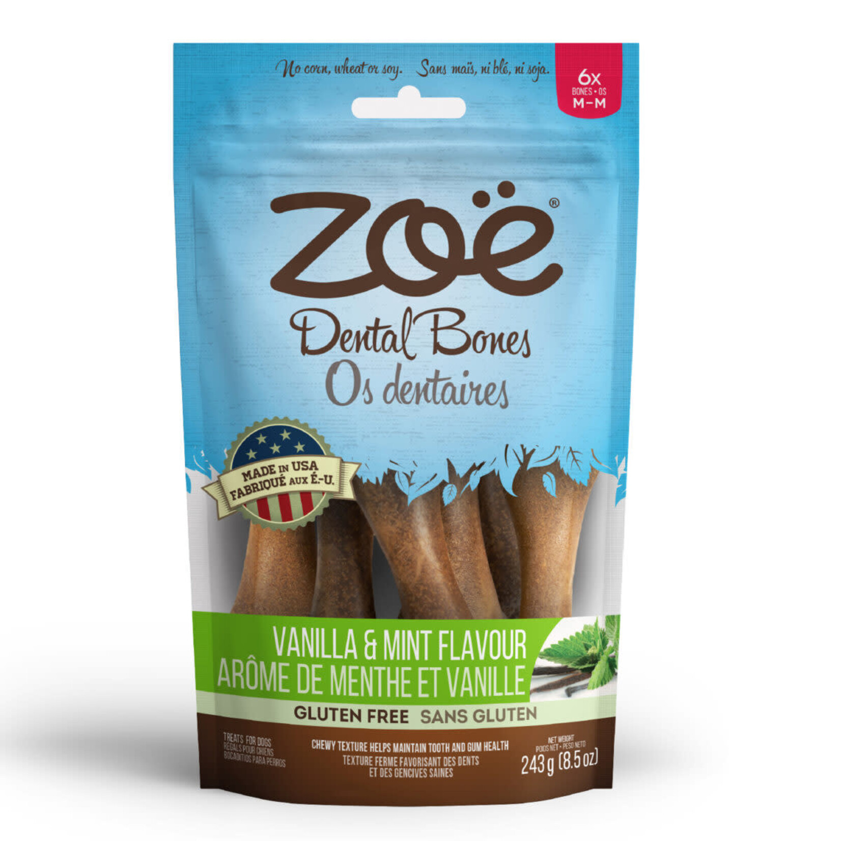 Zoe Zoe Dog Dental Bones- Vanilla & Mint Flavour – Medium 8.5oz