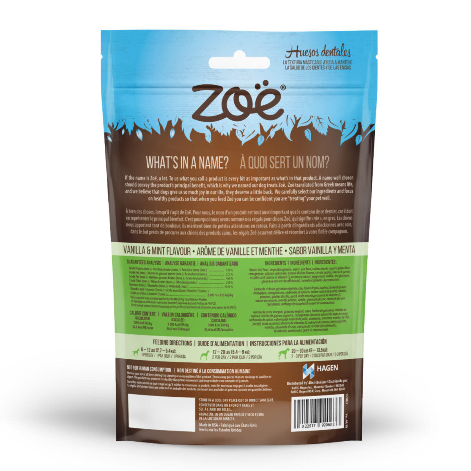 Zoe Zoe Dog Dental Bones- Vanilla & Mint Flavour – Medium 8.5oz