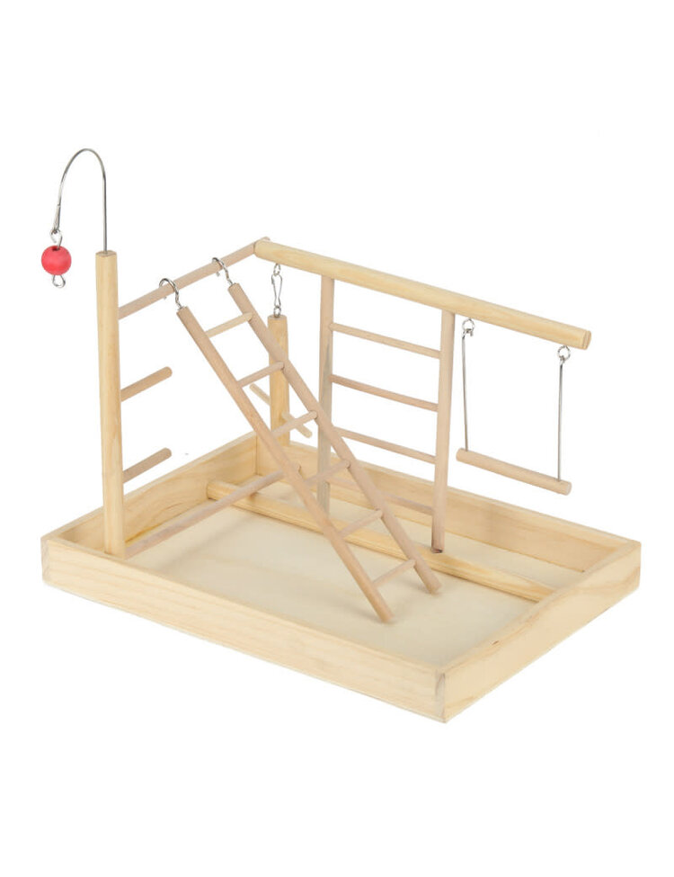 Jolly Jungle SMALL TABLE TOP BIRD PLAY GYM WITH LADDER AND SWING WOOD PLAY STAND