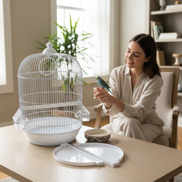 Cage Cassis For Budgies/Finches/Canaries 33x33x56 cm White