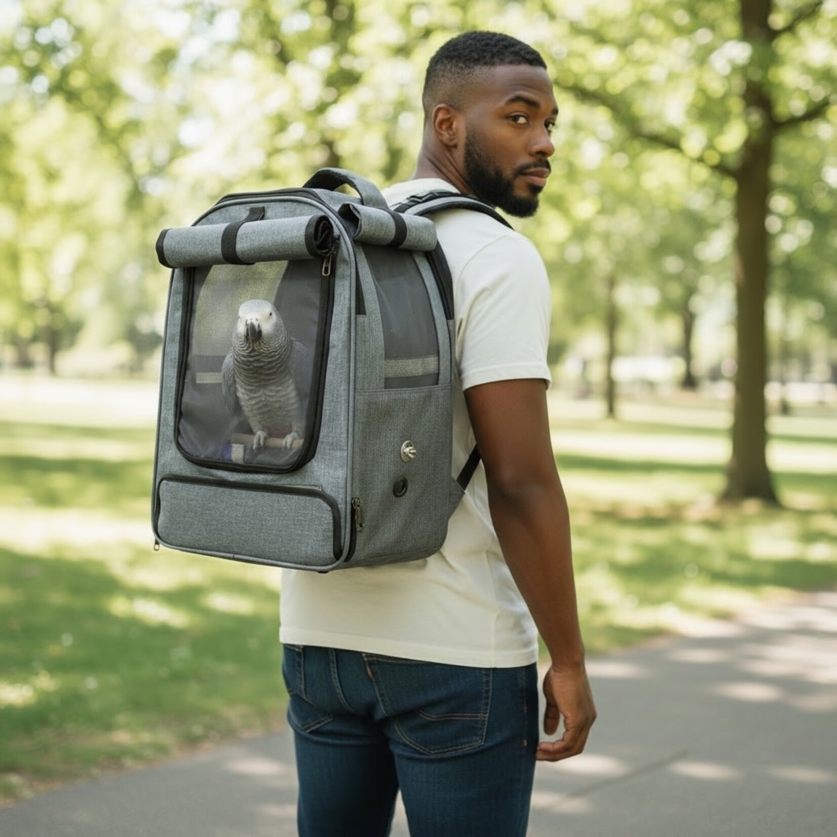 Glitter Pets Sturdy Fabric Parrot Bird Carrier Backpack