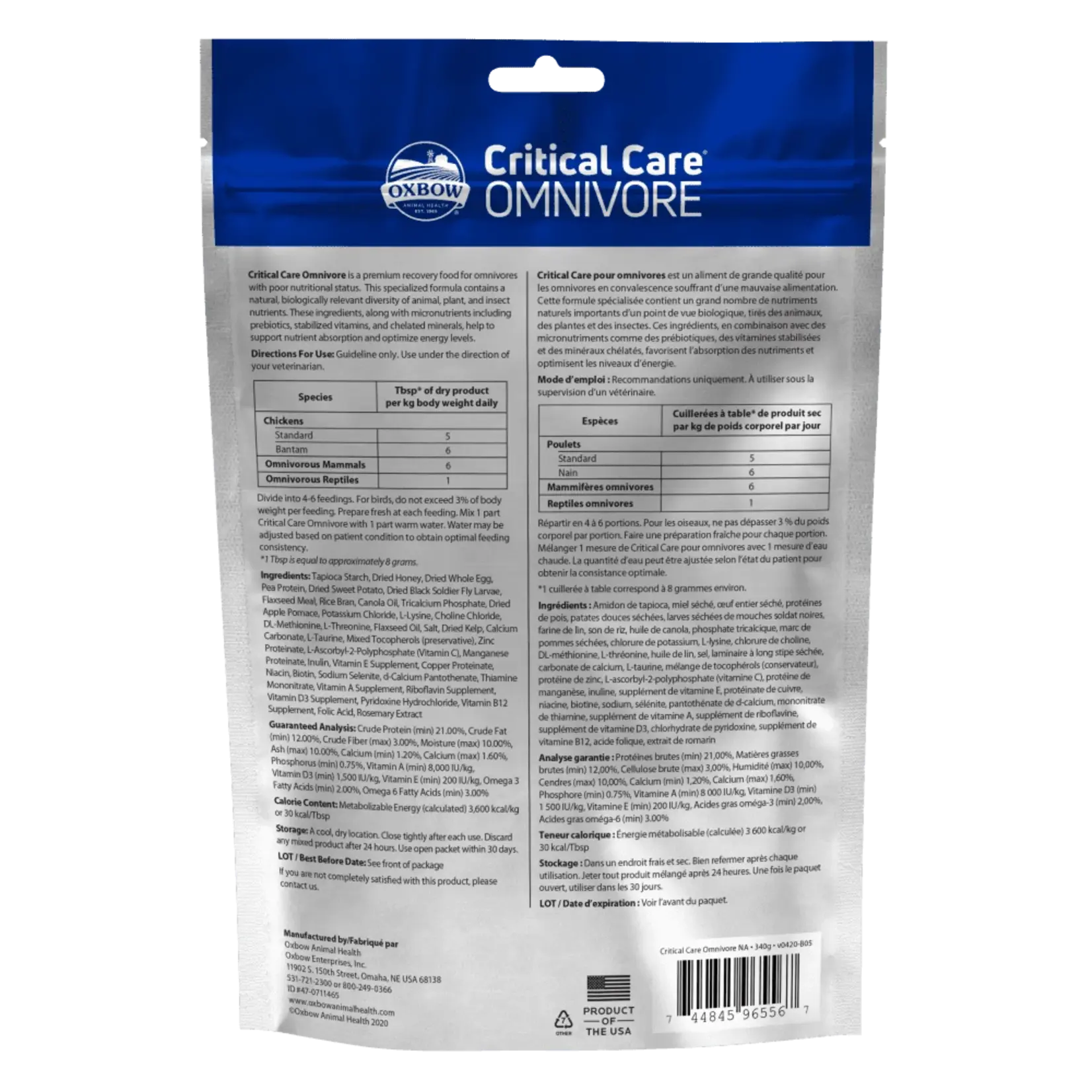 OXBOW Oxbow Animal Health™ Critical Care® Omnivore 340 G