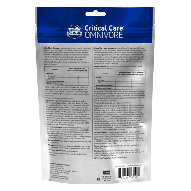 OXBOW Oxbow Animal Health™ Critical Care® Omnivore 340 G