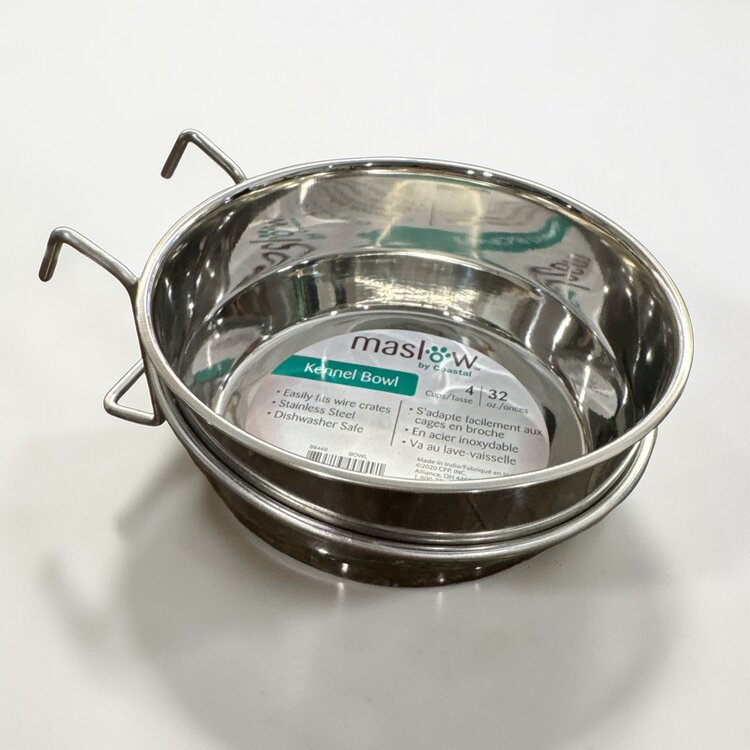Costal-Maslow Costal Maslow  Stainless Steel Kennel Bowl 4 Cup Dog 1pc 32oz