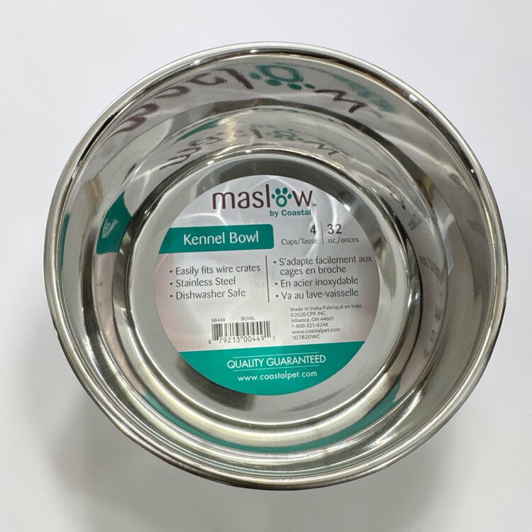 Costal-Maslow Costal Maslow  Stainless Steel Kennel Bowl 4 Cup Dog 1pc 32oz