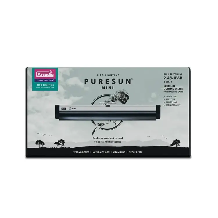 Arcadia Arcadia Bird PureSun Mini Complete Full Spectrum + 2.4% UVB Lighting Kit 8W