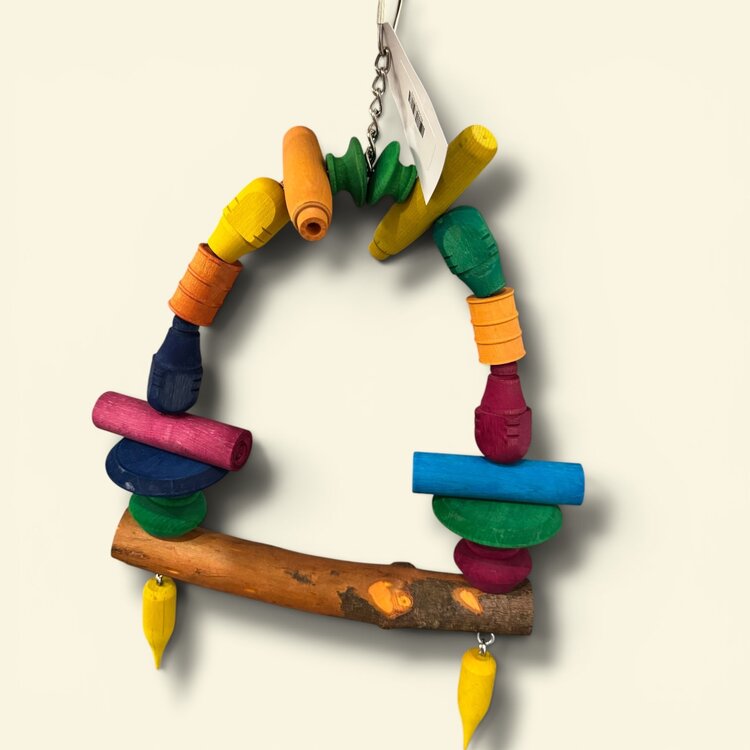 Beak Joy Parrot Toys ALL NATURAL HANDMADE WOOD PARROT SWING 10" x 14" FOR MEDIUM PARROTS – MADE IN CANADA