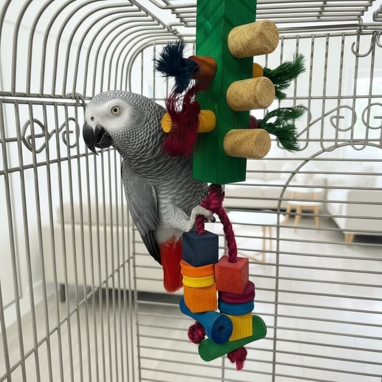 Beak Joy Parrot Toys TRAFFIC LIGHT CAGE MOUNT BIRD TOY 6X6 FOR SMALL TO MEDIUM PARROTS