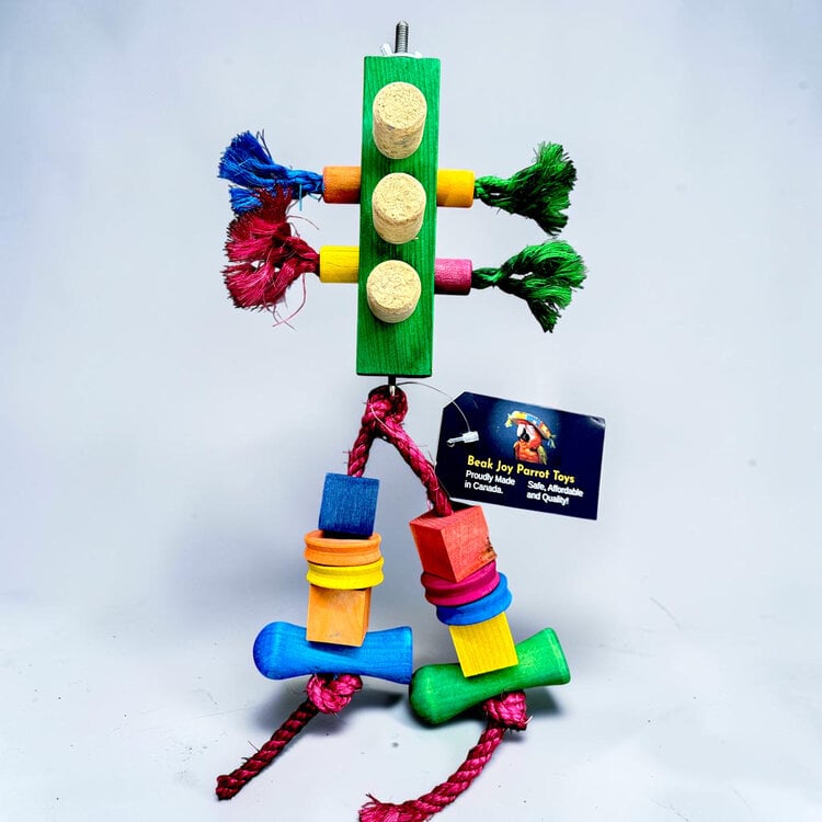 Beak Joy Parrot Toys TRAFFIC LIGHT CAGE MOUNT BIRD TOY 6X6 FOR SMALL TO MEDIUM PARROTS