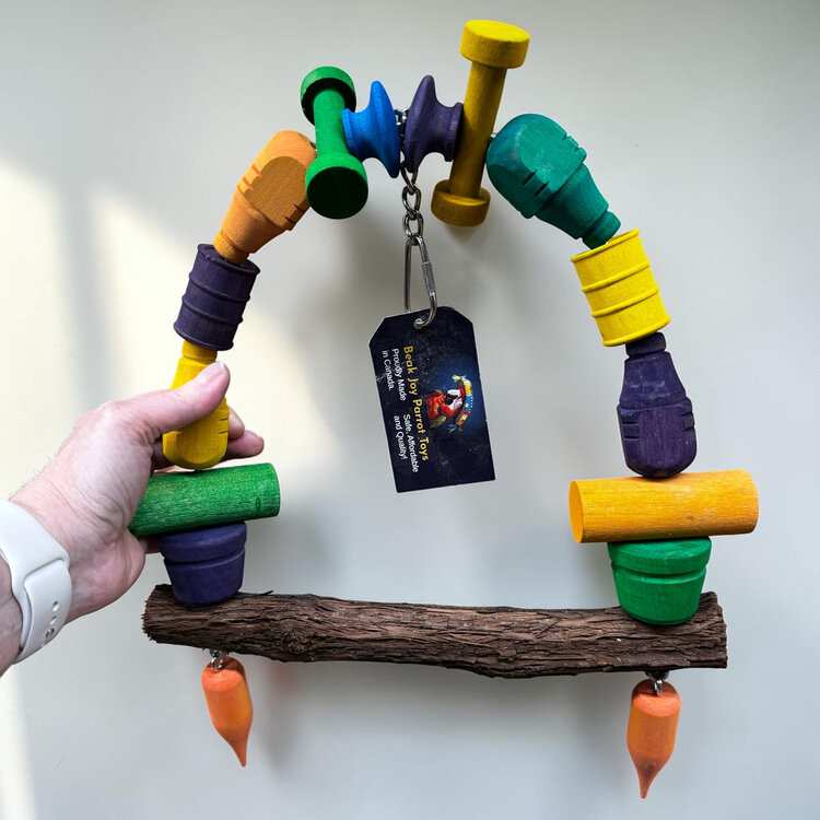 Beak Joy Parrot Toys ALL NATURAL HANDMADE WOOD PARROT SWING 10" x 14" FOR MEDIUM PARROTS – MADE IN CANADA