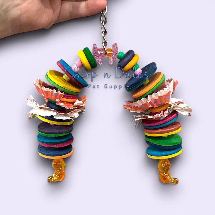 Beak Joy Parrot Toys ZAZU ARC SMALL PARROT TOY – HANDMADE NATURAL WOOD & BEADS – 6" X 5"