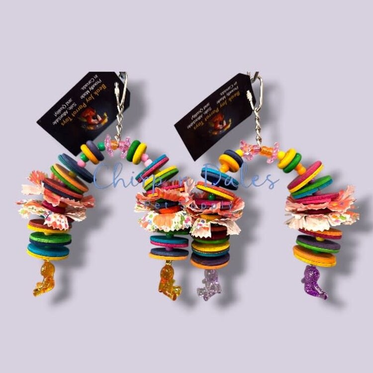 Beak Joy Parrot Toys ZAZU ARC SMALL PARROT TOY – HANDMADE NATURAL WOOD & BEADS – 6" X 5"