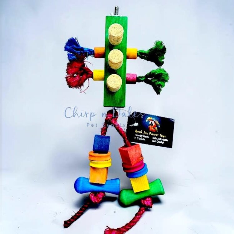 Beak Joy Parrot Toys TRAFFIC LIGHT CAGE MOUNT BIRD TOY 6X6 FOR SMALL TO MEDIUM PARROTS