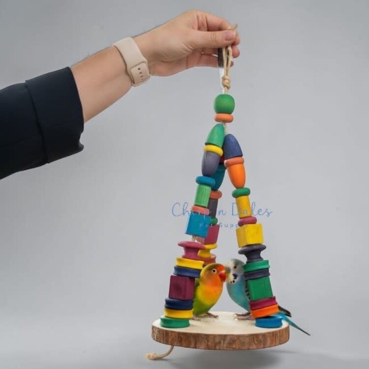 Beak Joy Parrot Toys PINE PLATFORM PARROT SWING TOY – CANADIAN MADE BIRD ENRICHMENT SWING