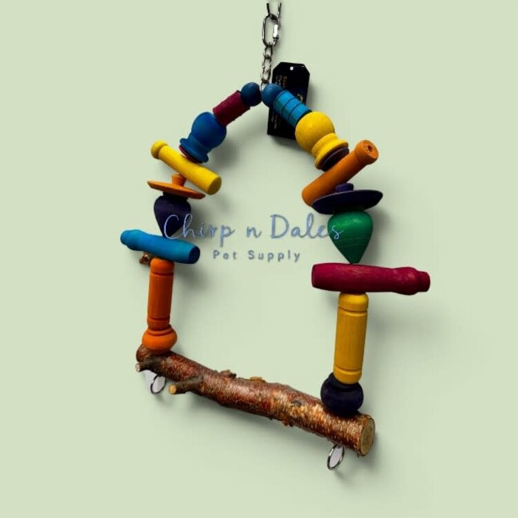 Beak Joy Parrot Toys LARGE NATURAL WOOD PARROT SWING FOR LARGE BIRDS 14"x 22"