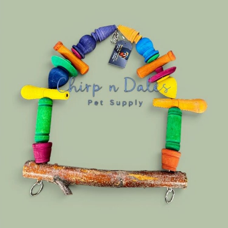 Beak Joy Parrot Toys LARGE NATURAL WOOD PARROT SWING FOR LARGE BIRDS 14"x 22"