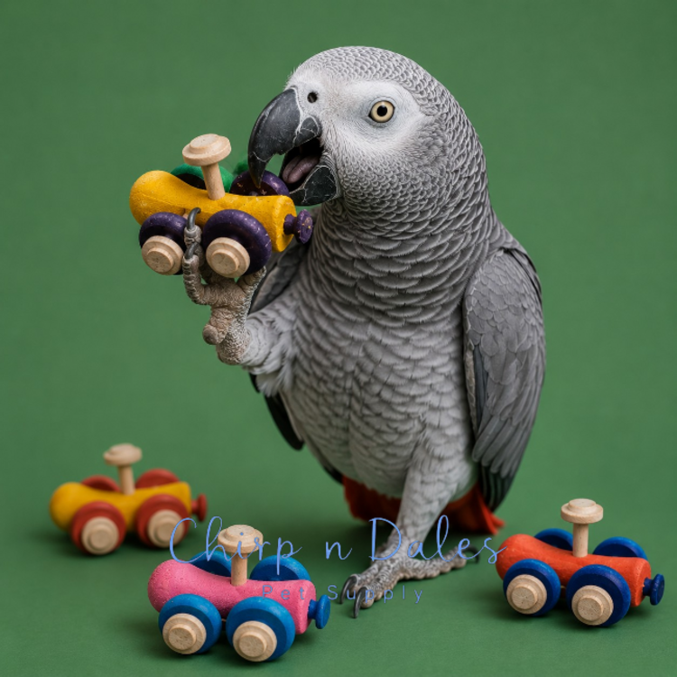 Beak Joy Parrot Toys HANDMADE RACE CAR WOOD FOOT TOY FOR MEDIUM TO LARGE PARROTS