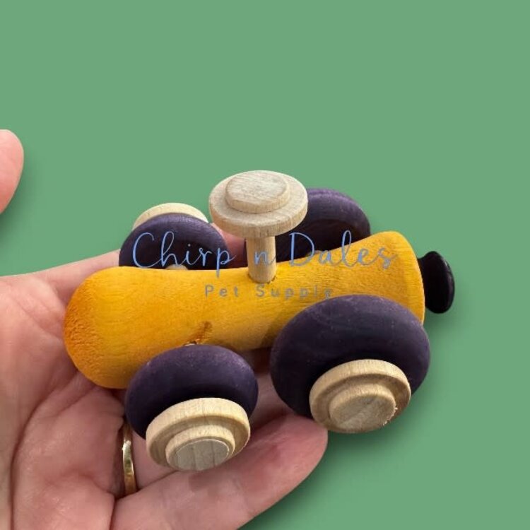 Beak Joy Parrot Toys HANDMADE RACE CAR WOOD FOOT TOY FOR MEDIUM TO LARGE PARROTS