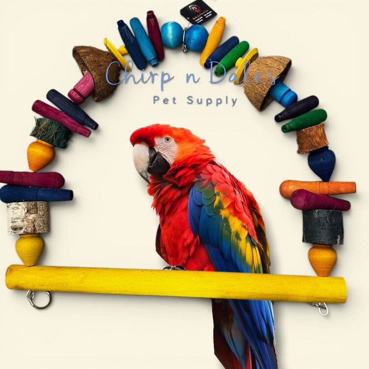 Beak Joy Parrot Toys HUGE NATURAL WOOD PARROT SWING – HANDMADE IN CANADA – 25" X 32"