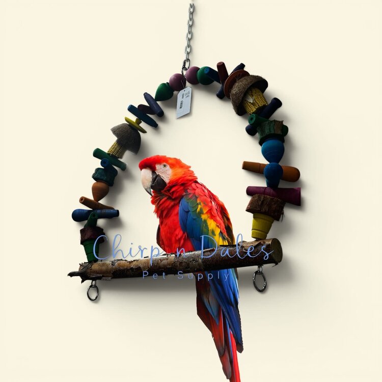 Beak Joy Parrot Toys HUGE NATURAL WOOD PARROT SWING – HANDMADE IN CANADA – 25" X 32"